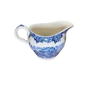 Vintage Salem China "English village" Blue and white ironstone creamer